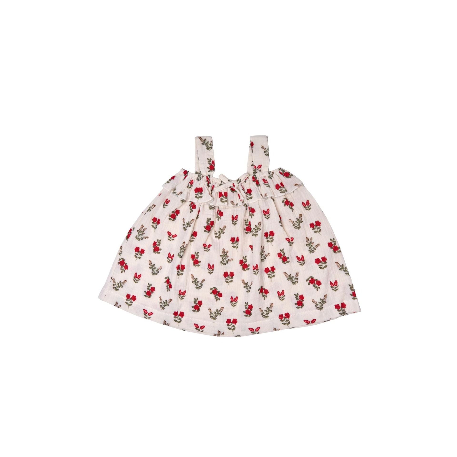 Robe évasée bretelles bébé fille BB&CO fleurs rouges