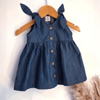 Robe évasée petits noeuds bébé fille BB&CO bleu jean