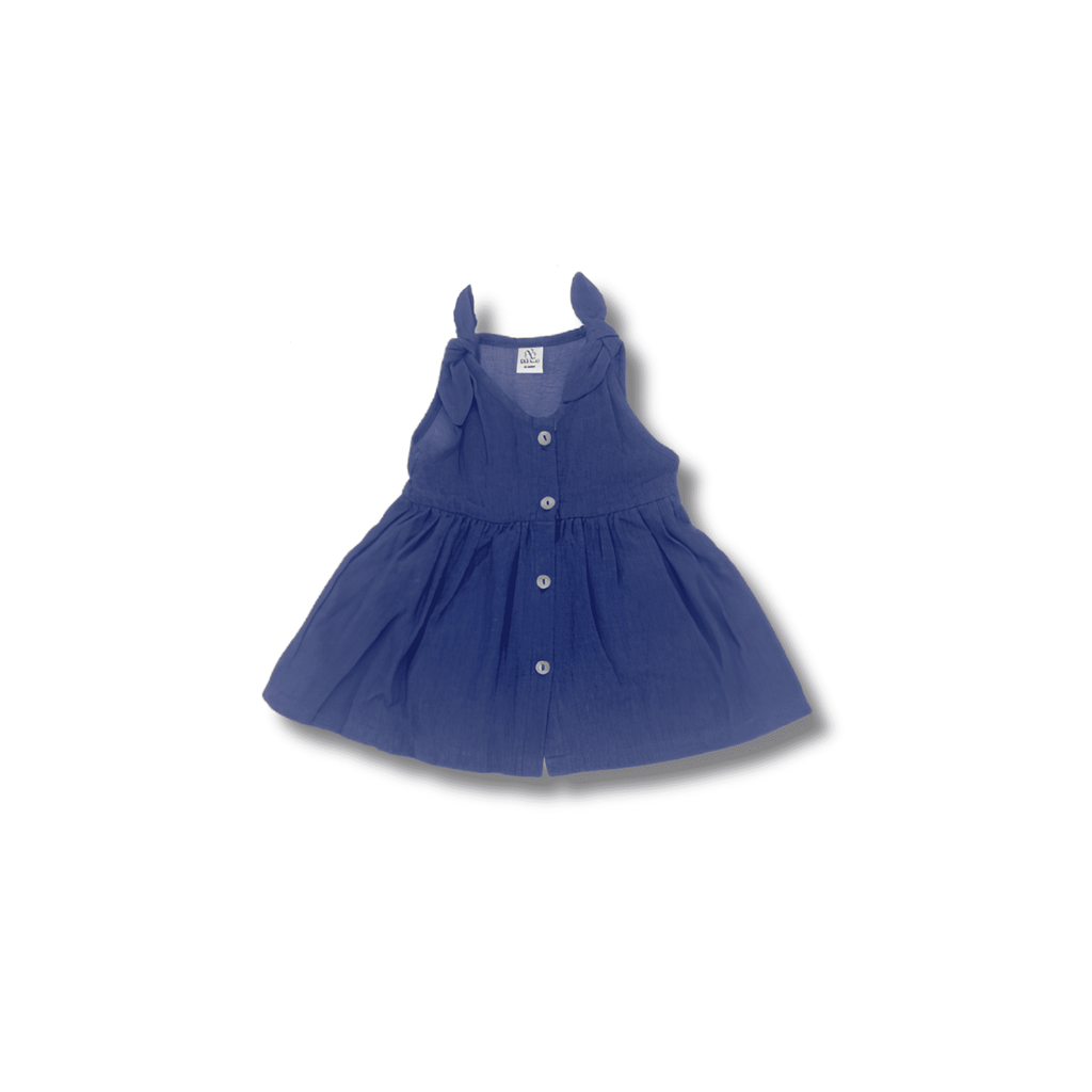 Robe évasée petits noeuds bébé fille BB&CO bleu jean