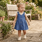 Robe évasée petits noeuds bébé fille BB&CO bleu jean