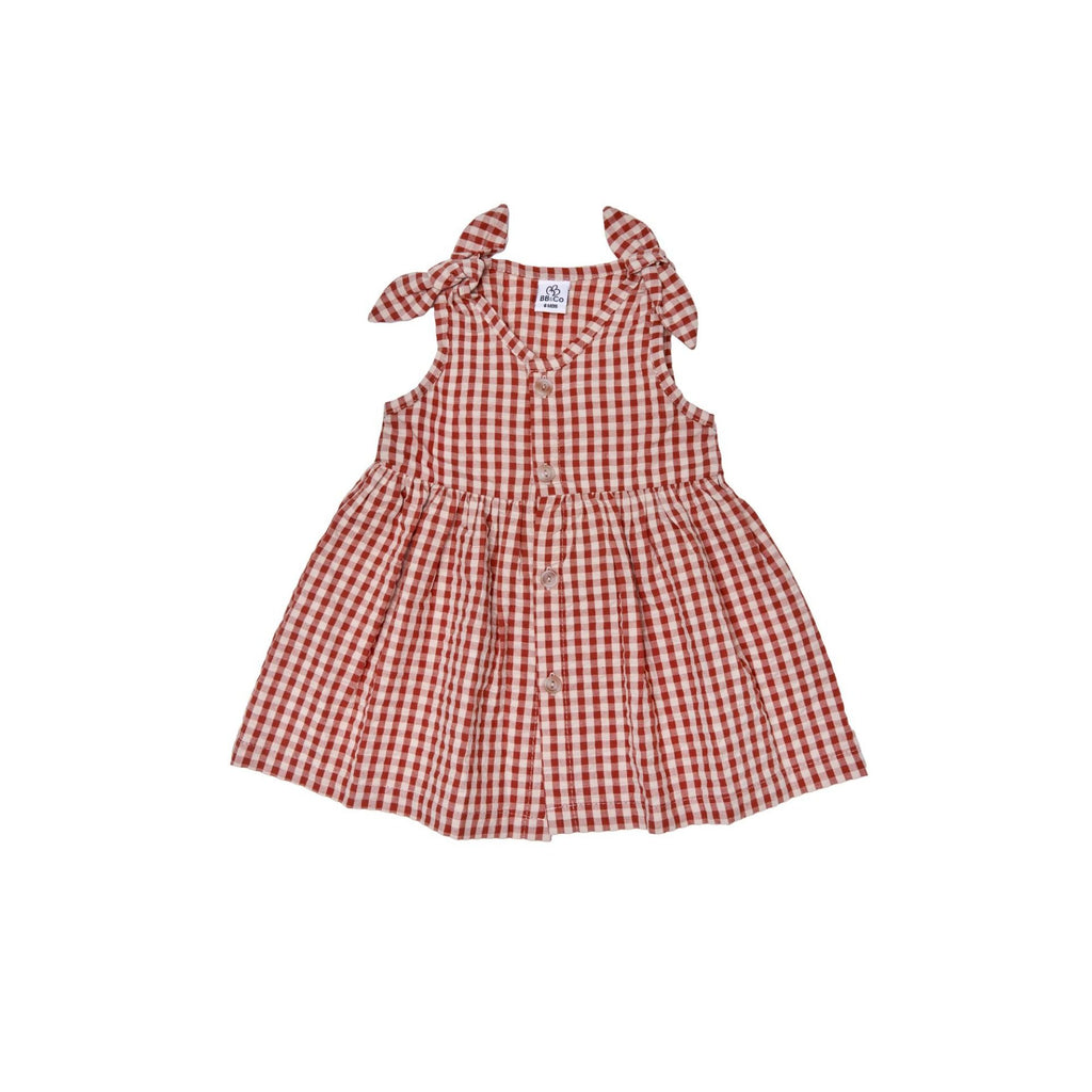 Robe évasée petits noeuds bébé fille BB&CO vichy pêche