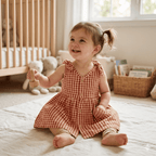Robe évasée petits noeuds bébé fille BB&CO vichy pêche