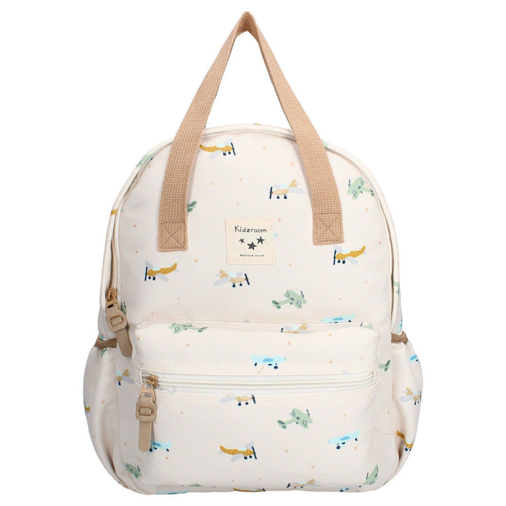 Sac à dos enfant à anses Kidzroom Avions beige écru