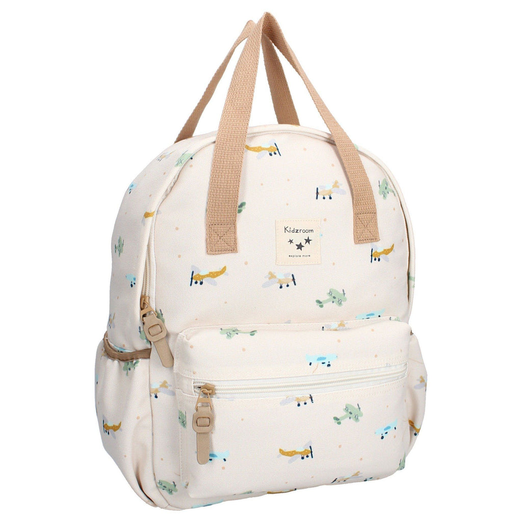 Sac à dos enfant à anses Kidzroom Avions beige écru