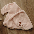 Serviette turban cheveux en éponge bambou Poule House rose
