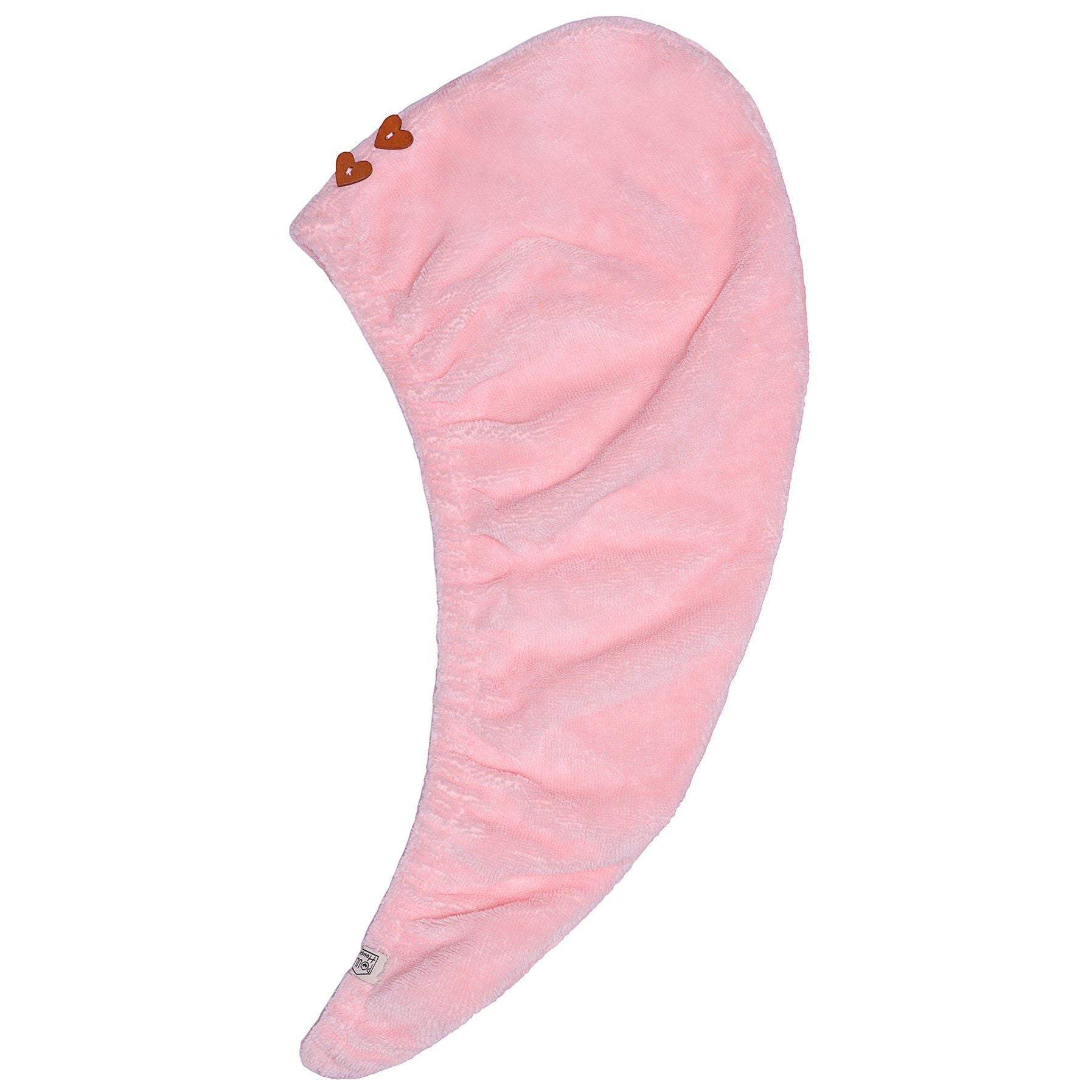 Serviette turban cheveux en éponge bambou Poule House rose