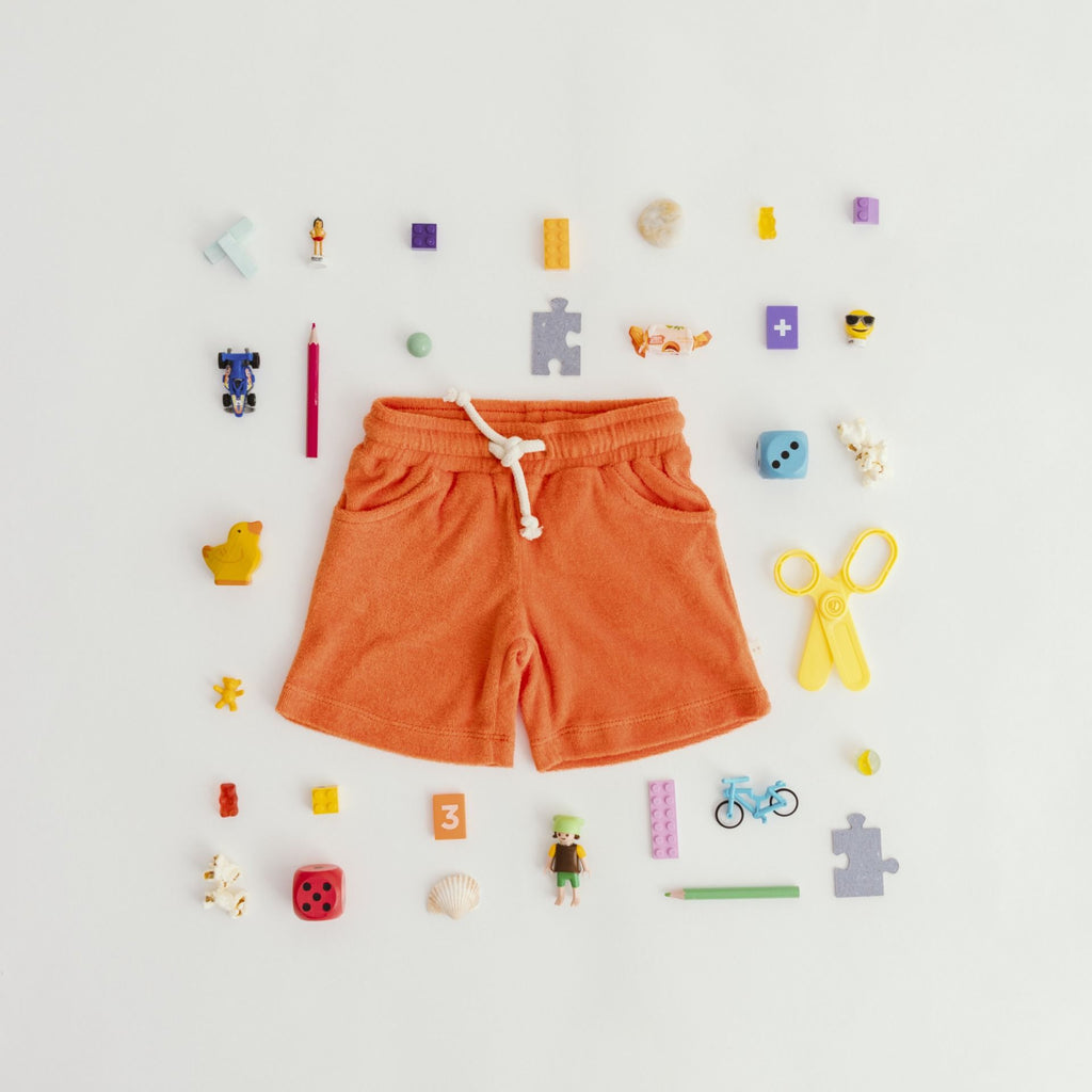 Short en éponge garçon Simon L.P.C. safran orange