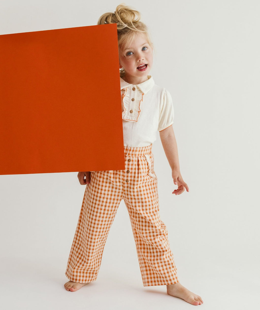 Pantalon été fille Paola L.P.C. coton bio vichic orange