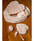 Mini trousse coeur fausse fourrure Poule House beige