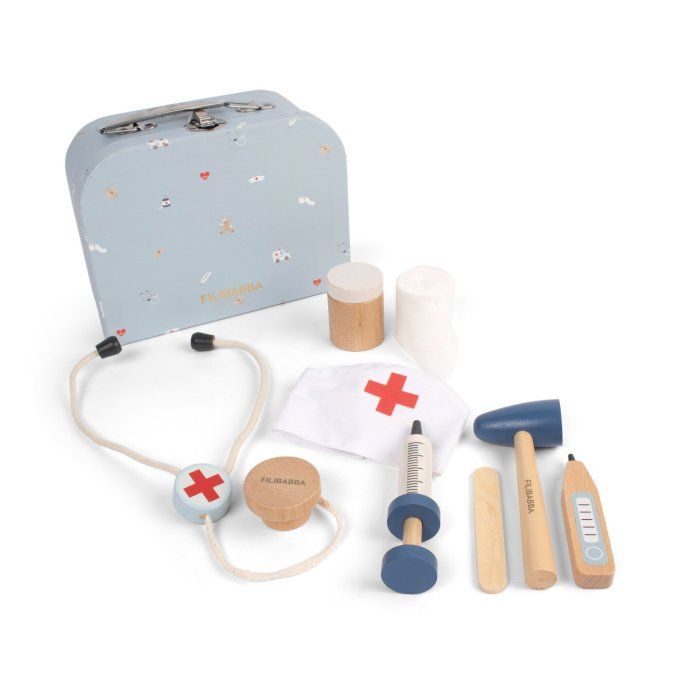 Valise jeu du petit docteur jouets en bois Filibabba