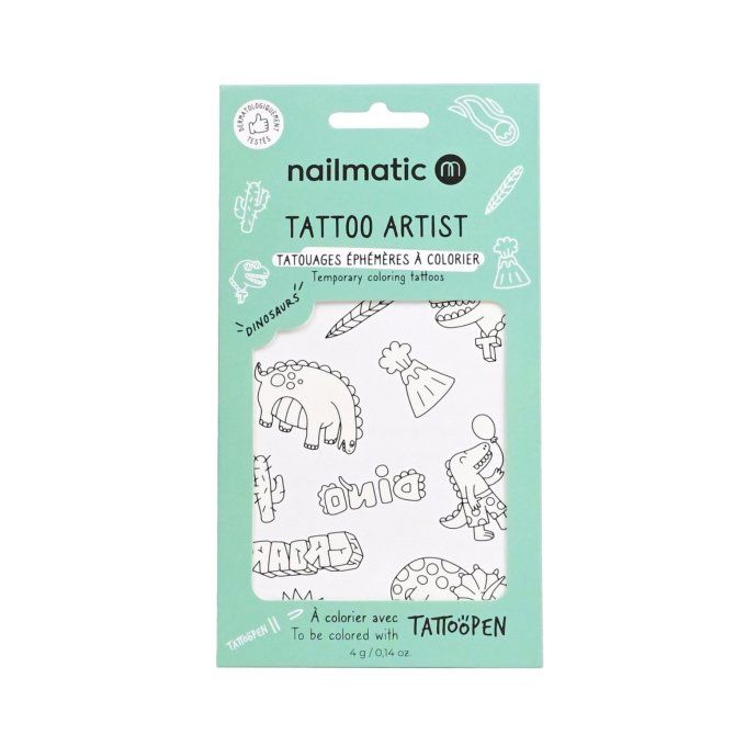 Tattoo Artist 12 Tatouages à colorier Nailmatic Dinosaures