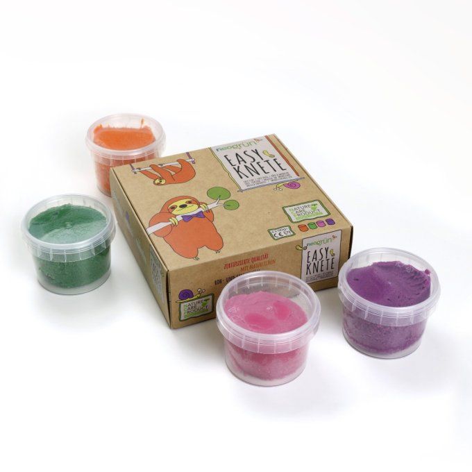 Pâte à modeler Neogrün vert/orange/rose/violet