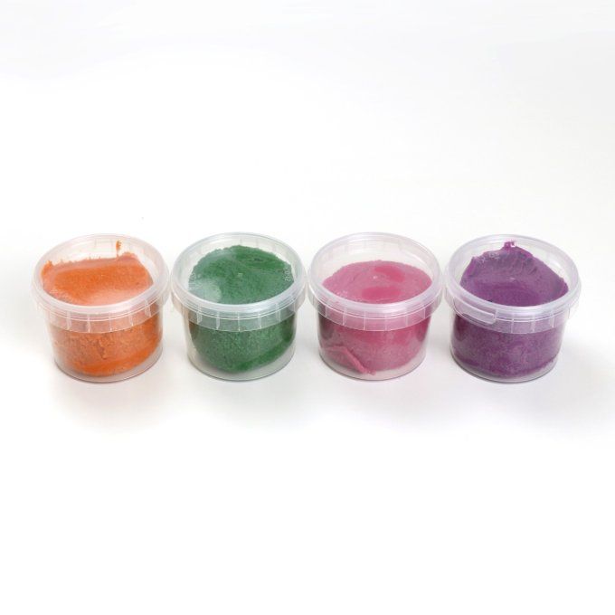 Pâte à modeler Neogrün vert/orange/rose/violet