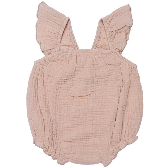 Barboteuse à bretelles bébé fille BB&CO gaze coton lin