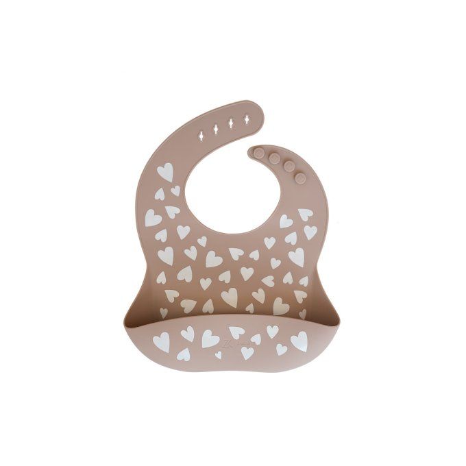 Bavoir en silicone pour bébé Zakuw Fall in Love taupe