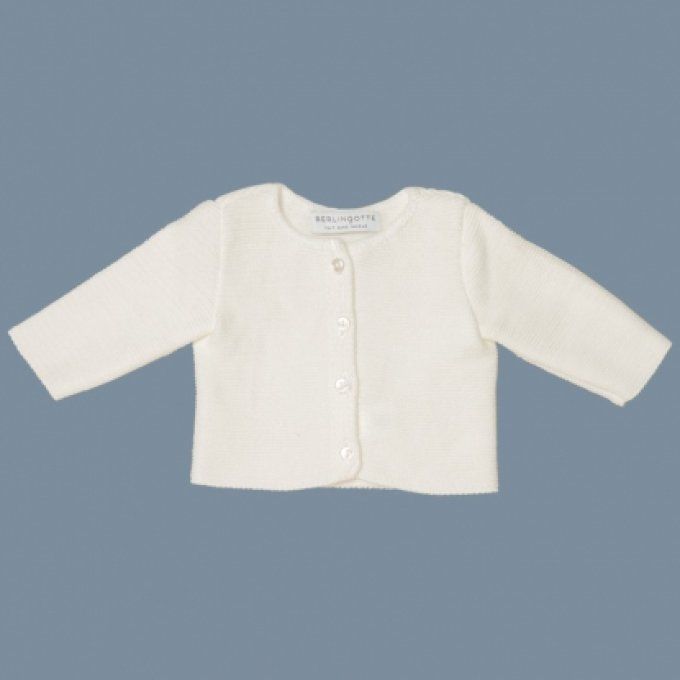 gilet court tricot naissance Berlingotte blanc