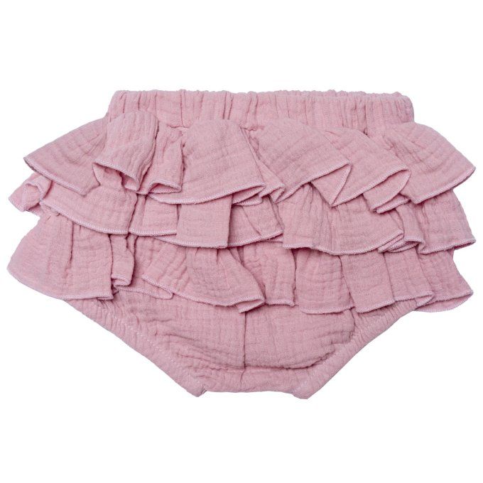 Bloomer froufrou volants bébé BB&CO gaze coton rose