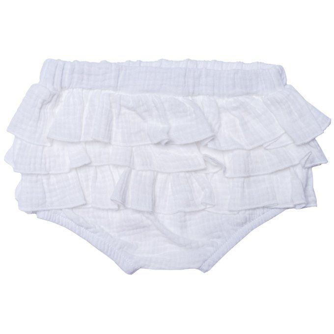 Bloomer froufrou volants bébé BB&CO gaze coton blanc