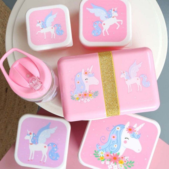 Boite à goûter A Little Lovely Compagny rose licorne