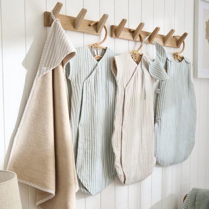 Cape de bain bébé ultra douce BB&CO Soft Stripes beige