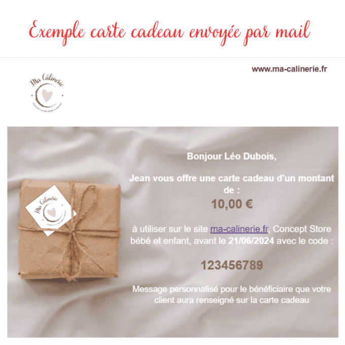 Carte Cadeau Ma Câlinerie 260 €