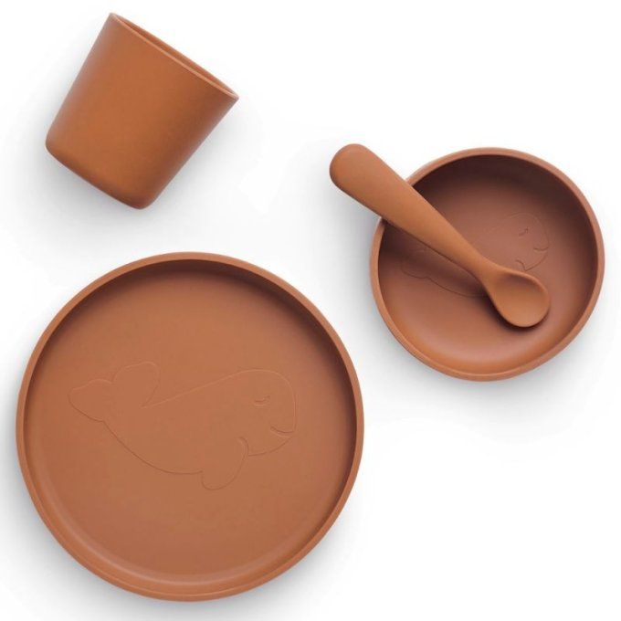 Coffret repas bébé silicone Jollein Caramel