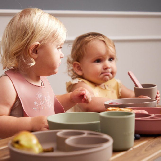 Coffret repas en silicone bébé enfant Filibabba rose