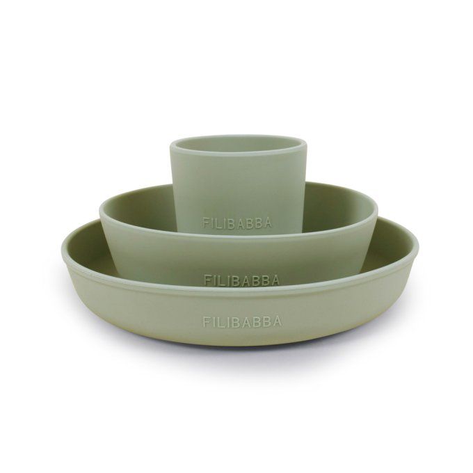 Coffret repas en silicone bébé enfant Filibabba vert
