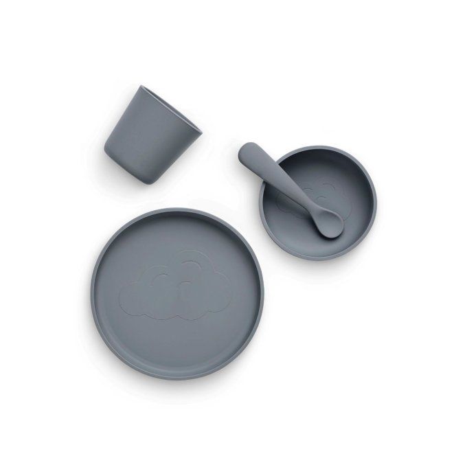 Coffret repas bébé silicone Jollein Storm Grey