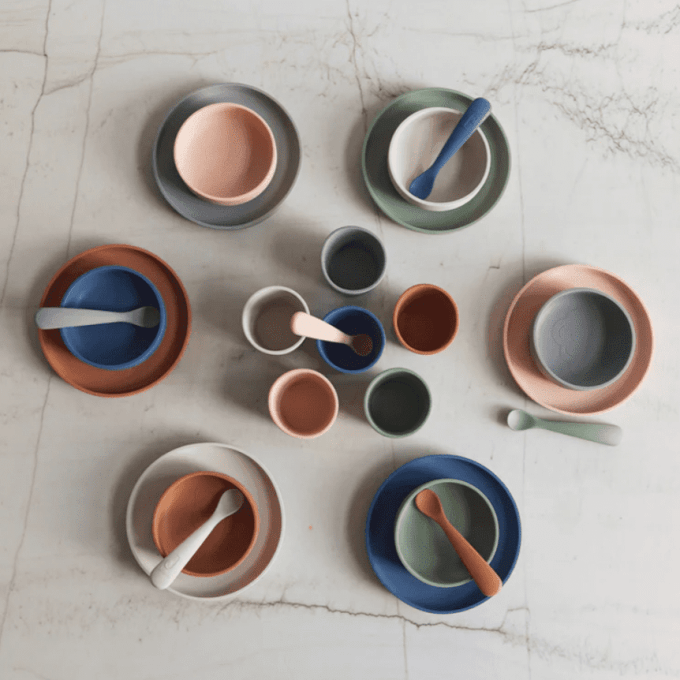Coffret repas bébé silicone Jollein Caramel