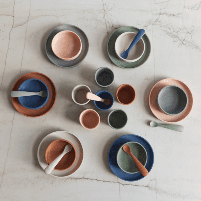 Coffret repas bébé silicone Jollein Storm Grey