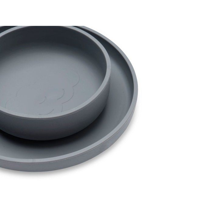 Coffret repas bébé silicone Jollein Storm Grey