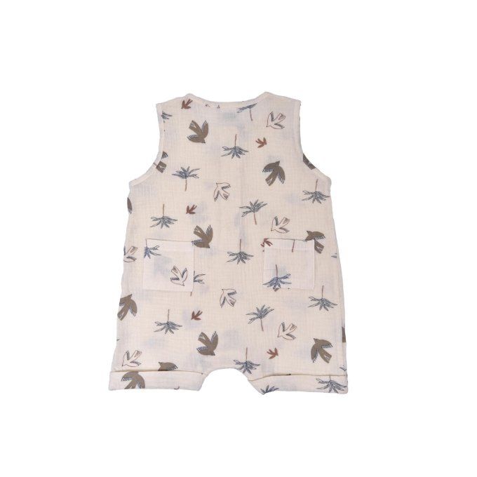 Combishort sans manches bébé BB&CO gaze coton oiseaux