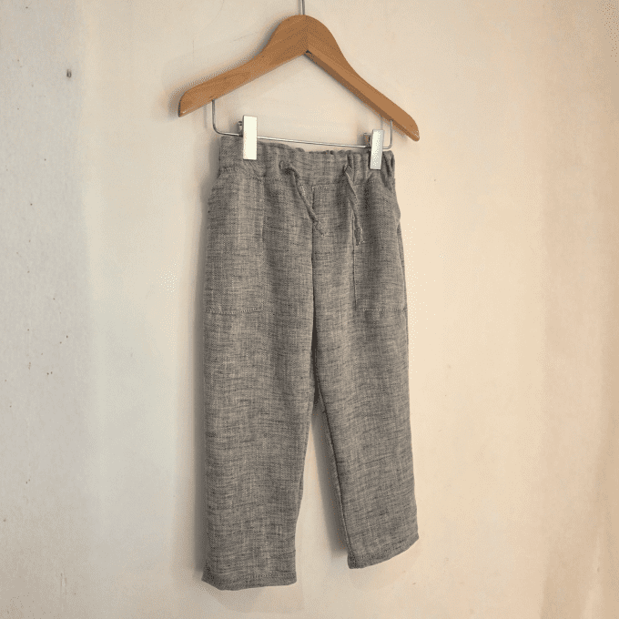Ensemble Garçon Chemise Pantalon Gris Chiné Effet Lin
