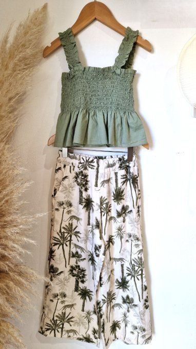 Pantalon ample et léger pour fille imprimé jungle kaki