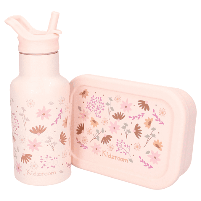 Lunch box compartiments silicone Kidzroom Fleurs rose