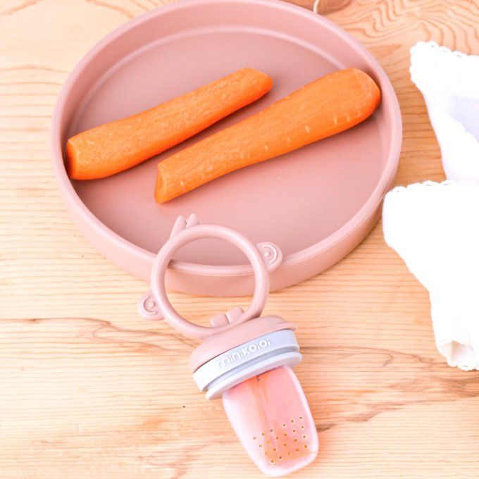Grignoteuse en silicone baby pulp Minikoioi Rose