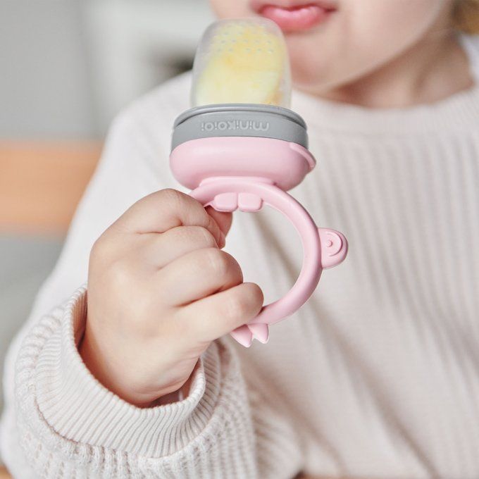Grignoteuse en silicone baby pulp Minikoioi Rose