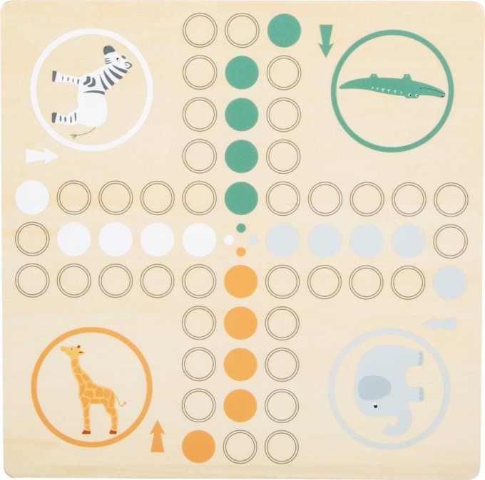 Ludo animaux safari jeu de société bois petits chevaux