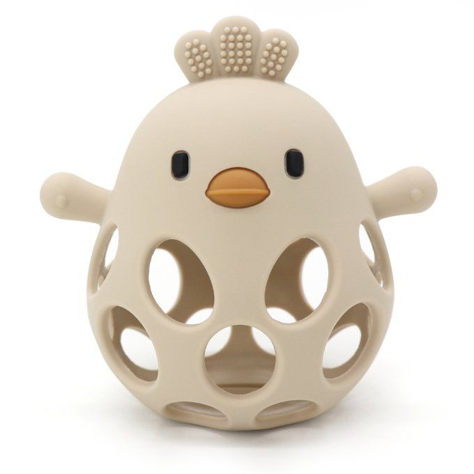 Balle de dentition bébé poussin en silicone Magni beige