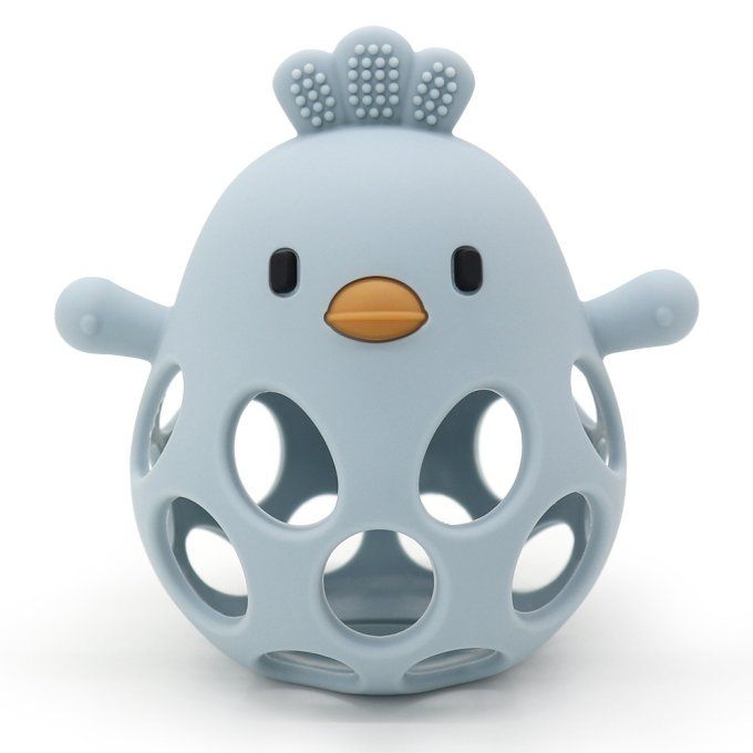 Balle de dentition bébé poussin en silicone Magni bleu