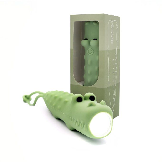 Lampe torche enfant en silicone Little L crocodile vert