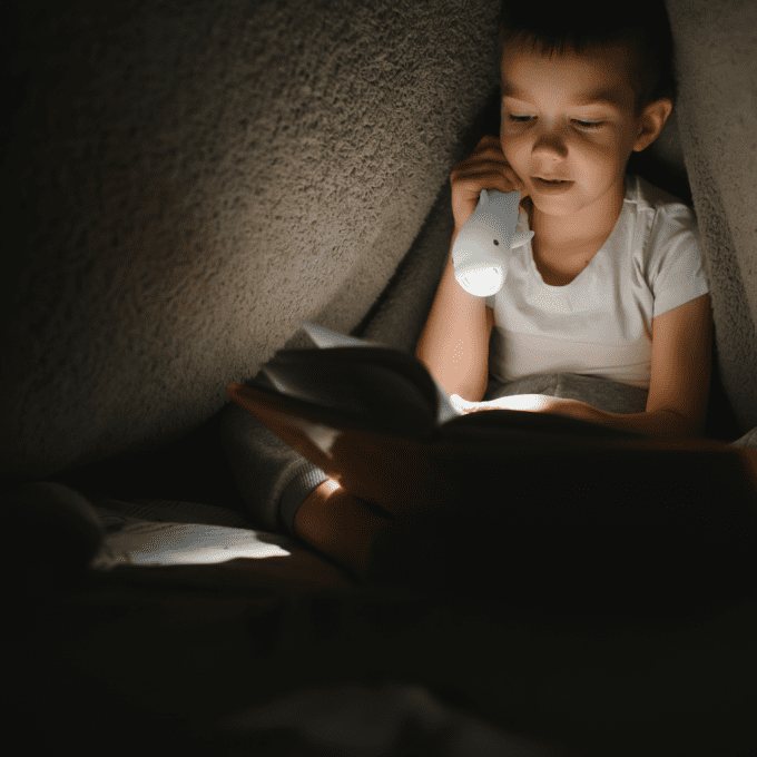 Lampe torche enfant en silicone Little L dauphin bleu