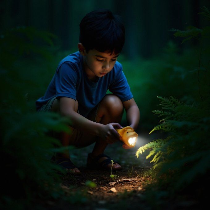 Lampe torche enfant en silicone Little L lion jaune