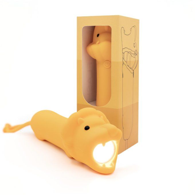 Lampe torche enfant en silicone Little L lion jaune