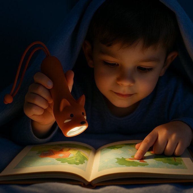 Lampe torche enfant en silicone Little L renard marron