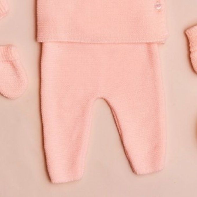 Pantalon tricot naissance Berlingotte rose