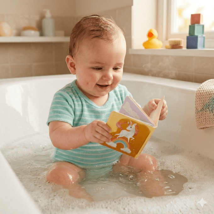 Livre magique jouet de bain bébé Filibabba Licornes
