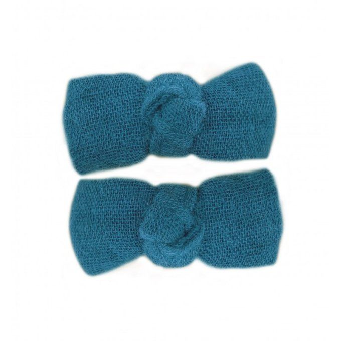 Lot 2 barrettes cheveux bébé fille gaze de coton BB&CO