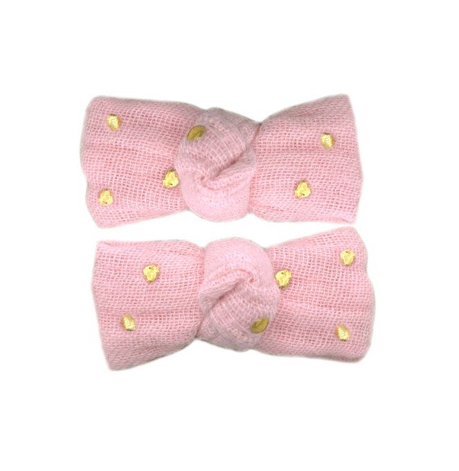 Lot 2 barrettes cheveux bébé fille gaze de coton BB&CO